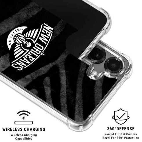 NBA New Orleans Pelicans Black Animal Print Galaxy S26 Plus Clear Case