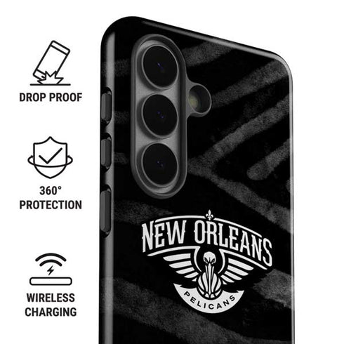 NBA New Orleans Pelicans Black Animal Print Galaxy S26 Plus Impact Case