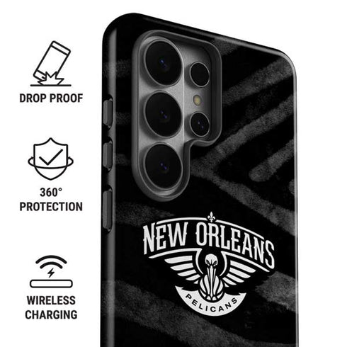 NBA New Orleans Pelicans Black Animal Print Galaxy S26 Ultra Impact Case