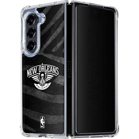 NBA New Orleans Pelicans Black Animal Print Galaxy Z Fold5 5G Clear Case