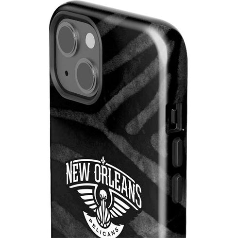 NBA New Orleans Pelicans Black Animal Print iPhone 15 Impact Case