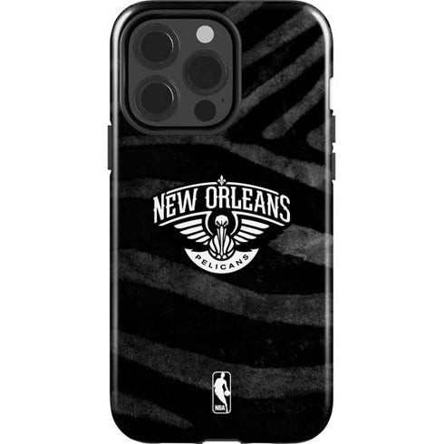 NBA New Orleans Pelicans Black Animal Print iPhone 15 Pro Impact Case