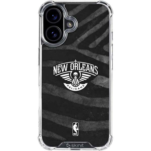 NBA New Orleans Pelicans Black Animal Print iPhone 16 Clear Case