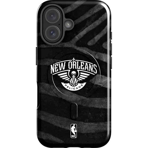 NBA New Orleans Pelicans Black Animal Print iPhone 16 Magsafe Impact Case