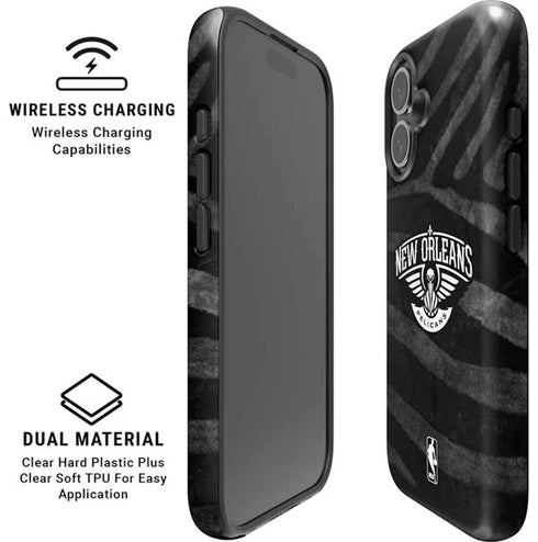 NBA New Orleans Pelicans Black Animal Print iPhone 16 Magsafe Impact Case