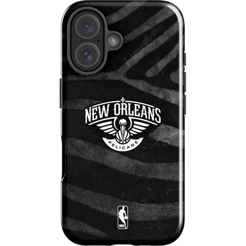 NBA New Orleans Pelicans Black Animal Print iPhone 16 Plus Impact Case