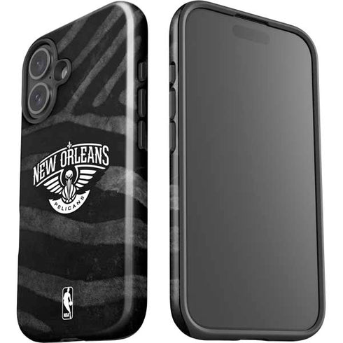 NBA New Orleans Pelicans Black Animal Print iPhone 16 Plus Impact Case