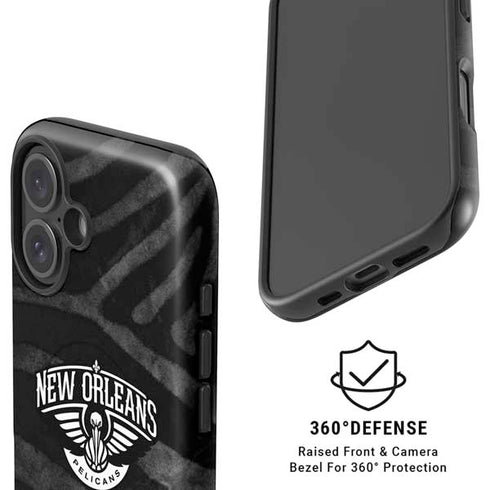 NBA New Orleans Pelicans Black Animal Print iPhone 16 Plus Magsafe Impact Case