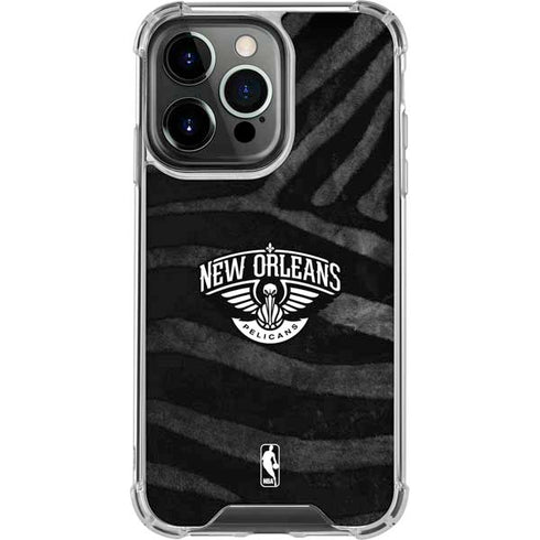 NBA New Orleans Pelicans Black Animal Print iPhone 16 Pro Clear Case