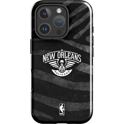 NBA New Orleans Pelicans Black Animal Print iPhone 16 Pro Impact Case