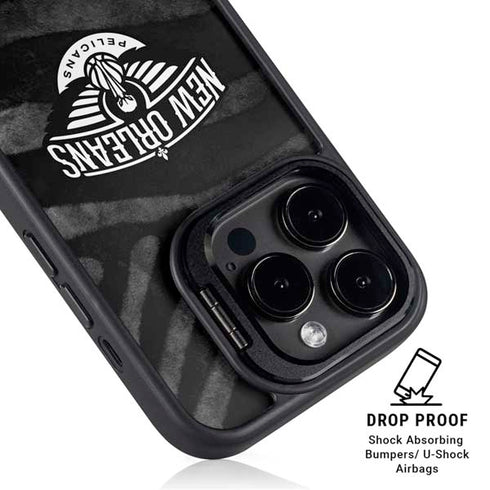NBA New Orleans Pelicans Black Animal Print iPhone 16 Pro Kickstand Case