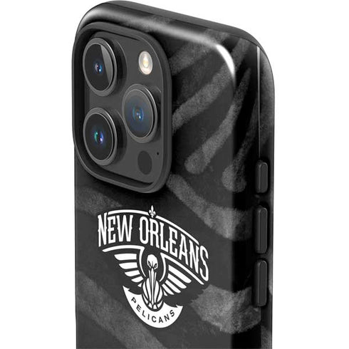 NBA New Orleans Pelicans Black Animal Print iPhone 16 Pro Max Impact Case
