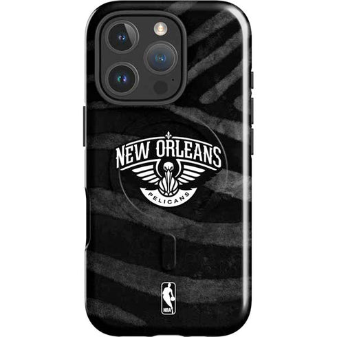 NBA New Orleans Pelicans Black Animal Print iPhone 16 Pro Max Magsafe Impact Case