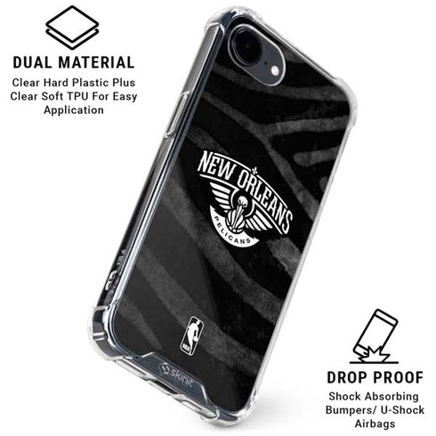 NBA New Orleans Pelicans Black Animal Print iPhone 16e Clear Case