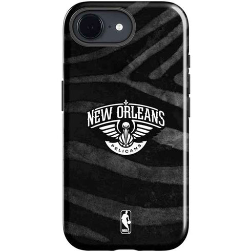 NBA New Orleans Pelicans Black Animal Print iPhone 16e Impact Case