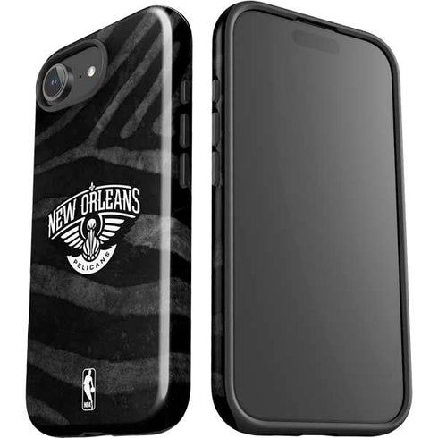 NBA New Orleans Pelicans Black Animal Print iPhone 16e Impact Case