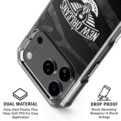 NBA New Orleans Pelicans Black Animal Print iPhone 18 Pro Clear Case
