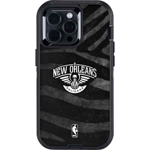 NBA New Orleans Pelicans Black Animal Print Otterbox Defender iPhone Skin