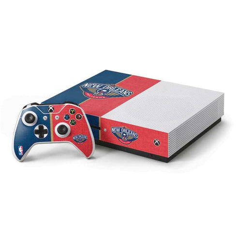 NBA New Orleans Pelicans Canvas Xbox One S Console and Controller Bundle Skin