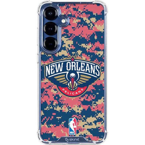NBA New Orleans Pelicans Digi Camo Galaxy S25 Plus Clear Case