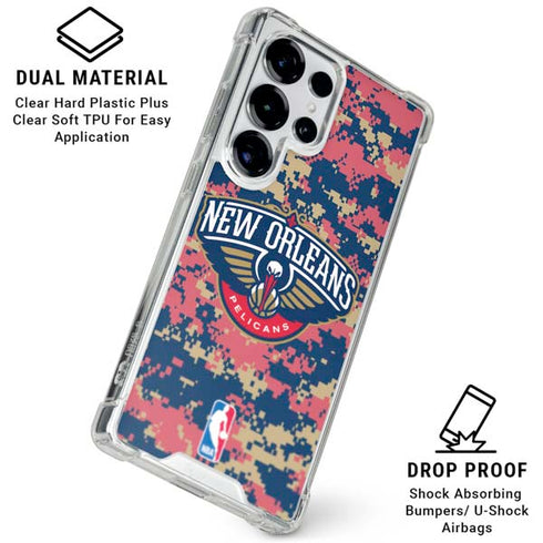 NBA New Orleans Pelicans Digi Camo Galaxy S25 Ultra Clear Case