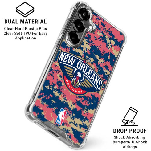 NBA New Orleans Pelicans Digi Camo Galaxy S26 Plus Clear Case