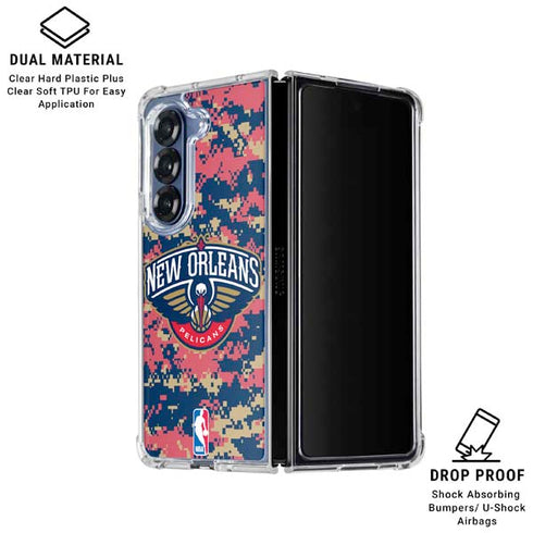 NBA New Orleans Pelicans Digi Camo Galaxy Z Fold6 Clear Case