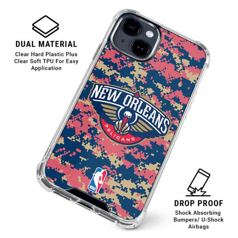 NBA New Orleans Pelicans Digi Camo iPhone 15 Clear Case