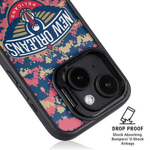 NBA New Orleans Pelicans Digi Camo iPhone 15 Kickstand Case