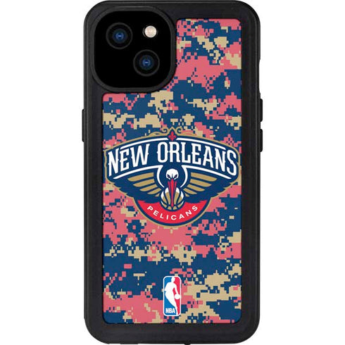 NBA New Orleans Pelicans Digi Camo iPhone 15 Plus Waterproof Case