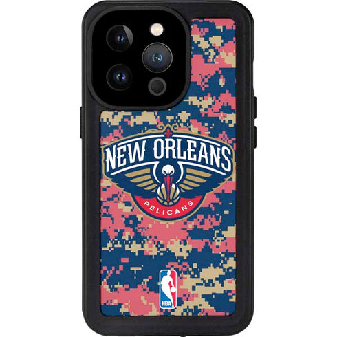 NBA New Orleans Pelicans Digi Camo iPhone 15 Pro Waterproof Case