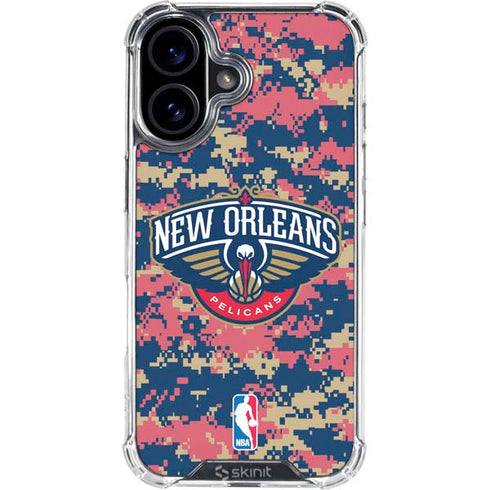 NBA New Orleans Pelicans Digi Camo iPhone 16 Clear Case