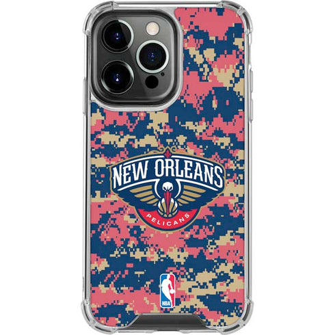 NBA New Orleans Pelicans Digi Camo iPhone 16 Pro Clear Case