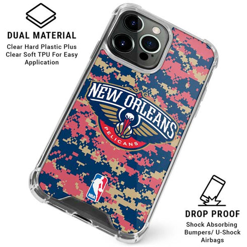 NBA New Orleans Pelicans Digi Camo iPhone 16 Pro Clear Case
