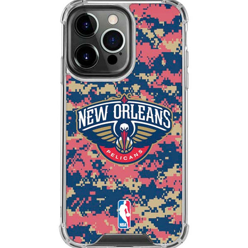NBA New Orleans Pelicans Digi Camo iPhone 16 Pro Max Clear Case