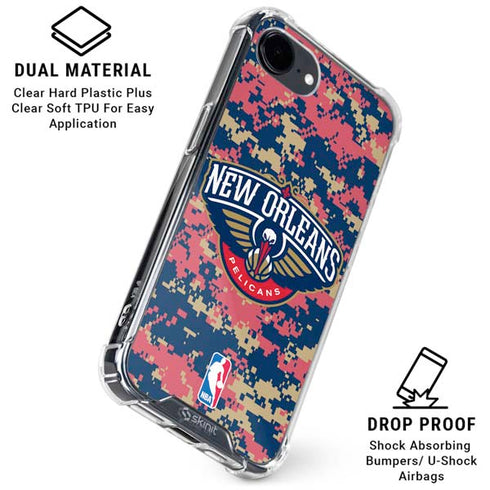 NBA New Orleans Pelicans Digi Camo iPhone 16e Clear Case