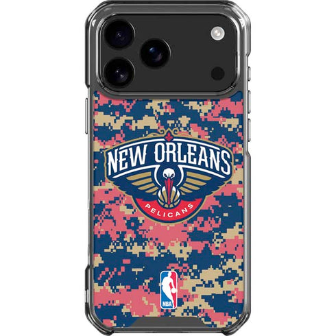 NBA New Orleans Pelicans Digi Camo iPhone 18 Pro Max Clear Case