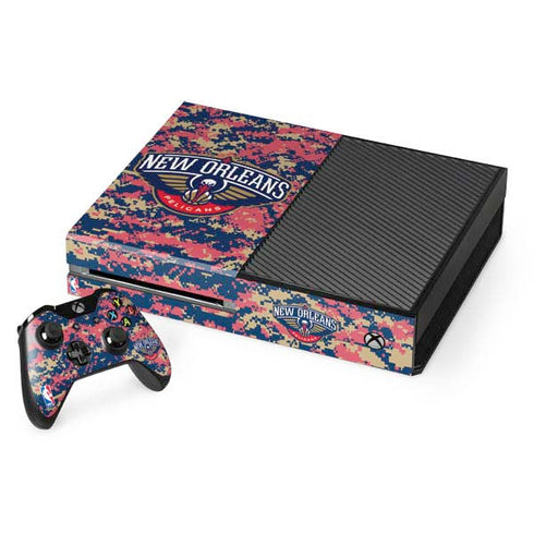 NBA New Orleans Pelicans Digi Camo Xbox One Console and Controller Bundle Skin