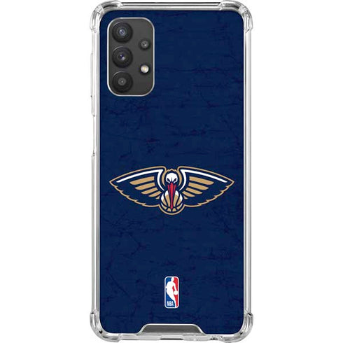 NBA New Orleans Pelicans Distressed Galaxy A32 5G Clear Case