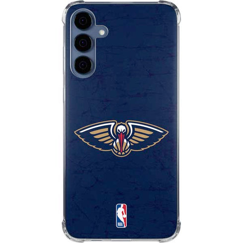 NBA New Orleans Pelicans Distressed Galaxy A35 5G Clear Case