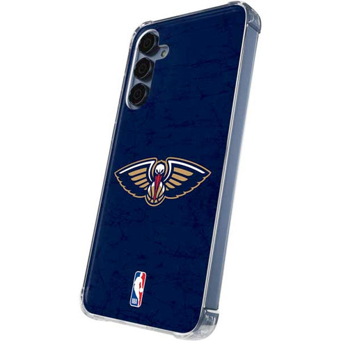 NBA New Orleans Pelicans Distressed Galaxy A35 5G Clear Case