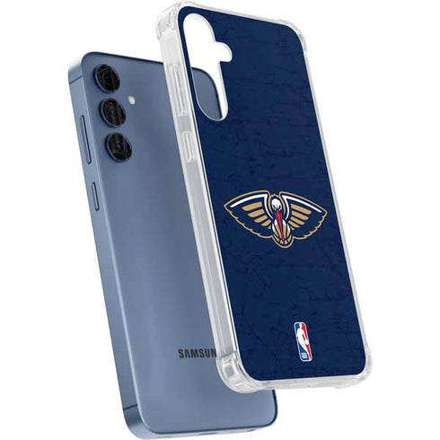 NBA New Orleans Pelicans Distressed Galaxy A35 5G Clear Case