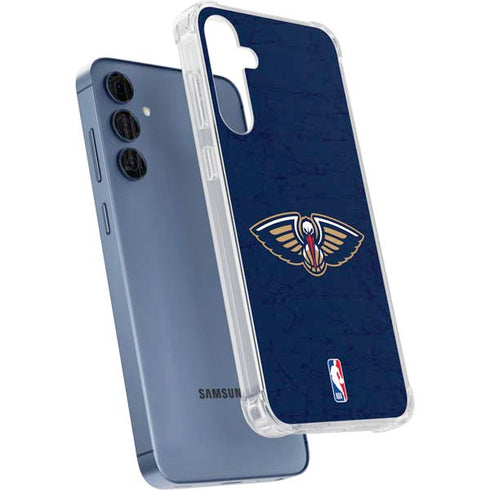 NBA New Orleans Pelicans Distressed Galaxy A55 5G Clear Case