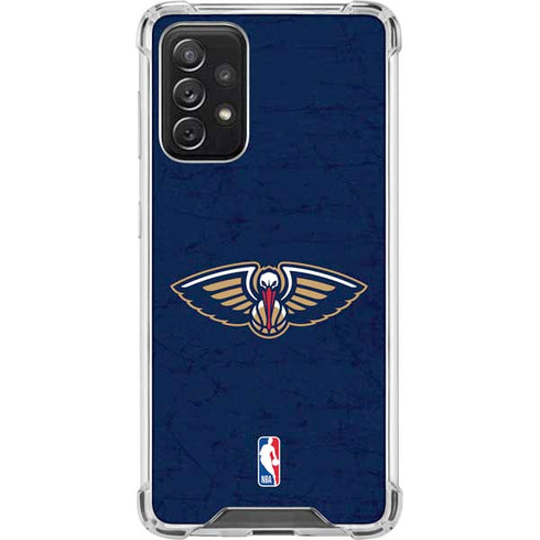 NBA New Orleans Pelicans Distressed Galaxy A72 5G Clear Case