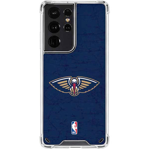NBA New Orleans Pelicans Distressed Galaxy S21 Ultra 5G Clear Case