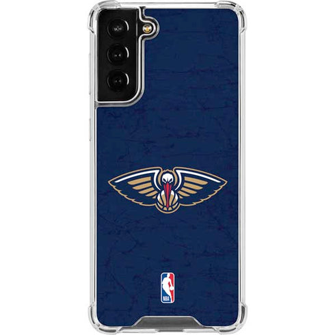 NBA New Orleans Pelicans Distressed Galaxy S22 Plus Clear Case