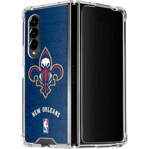 NBA New Orleans Pelicans Distressed Galaxy Z Fold4 5G Clear Case