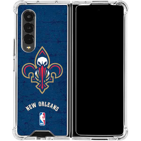 NBA New Orleans Pelicans Distressed Galaxy Z Fold4 5G Clear Case