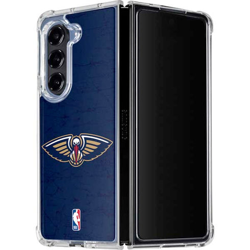 NBA New Orleans Pelicans Distressed Galaxy Z Fold5 5G Clear Case
