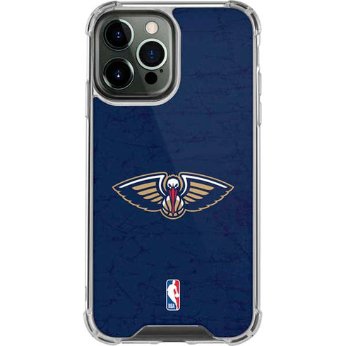 NBA New Orleans Pelicans Distressed iPhone 13 Pro Max Clear Case